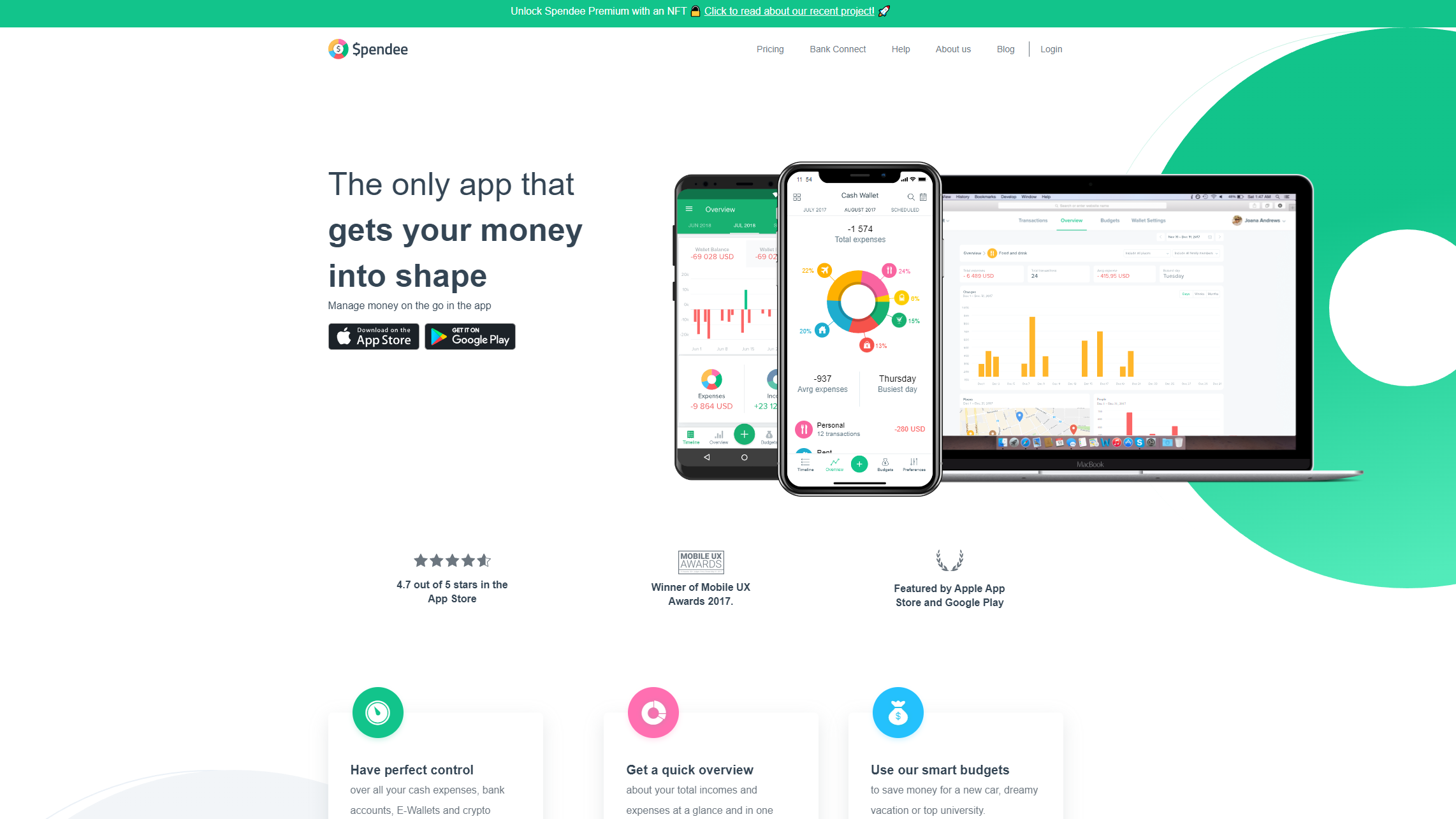 Website screenshot for Spendee