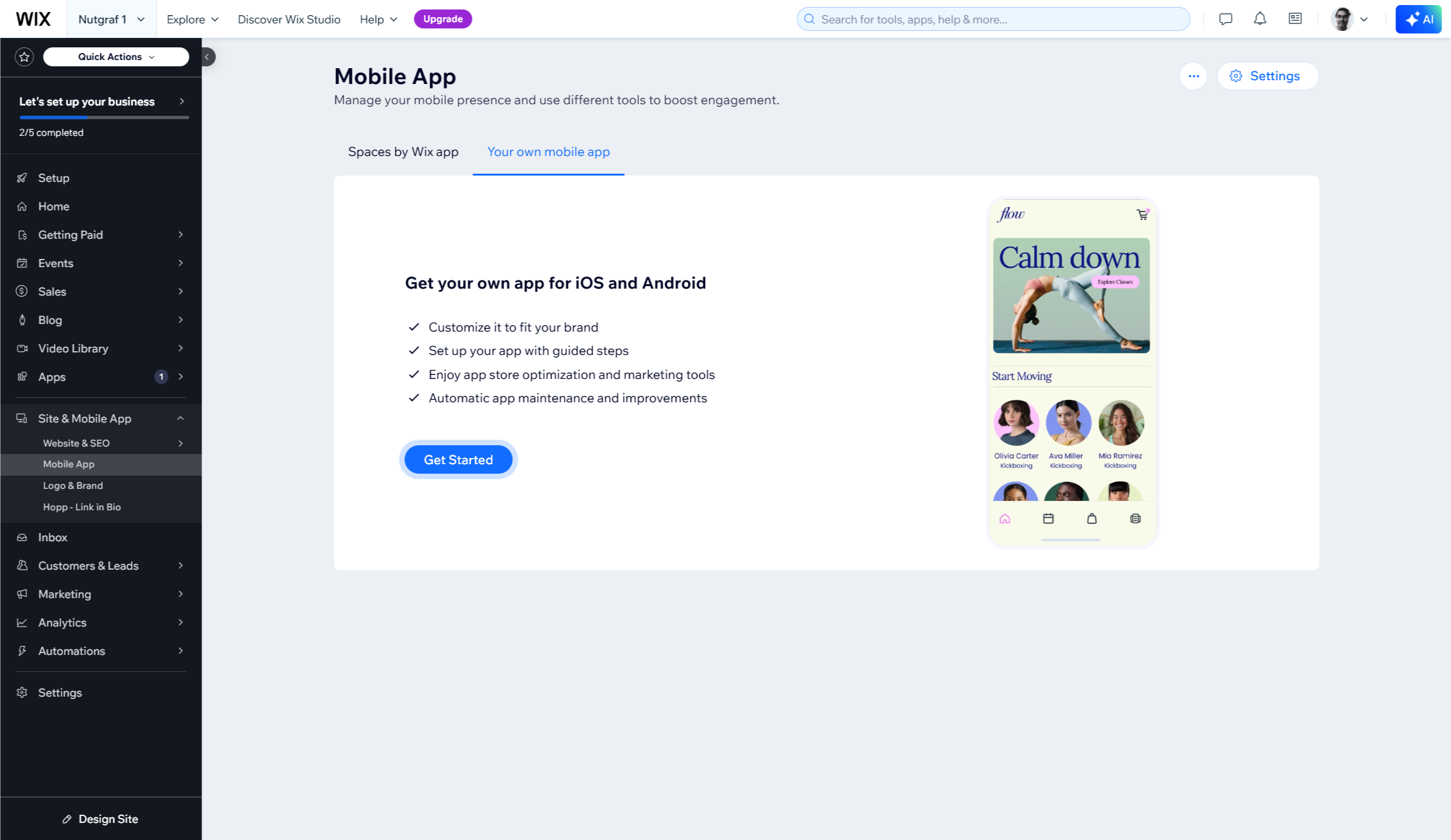 Wix App Builder dashboard