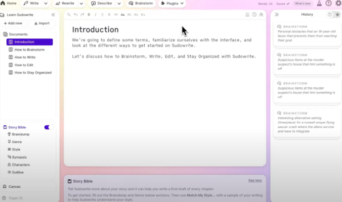 Sudowrite example