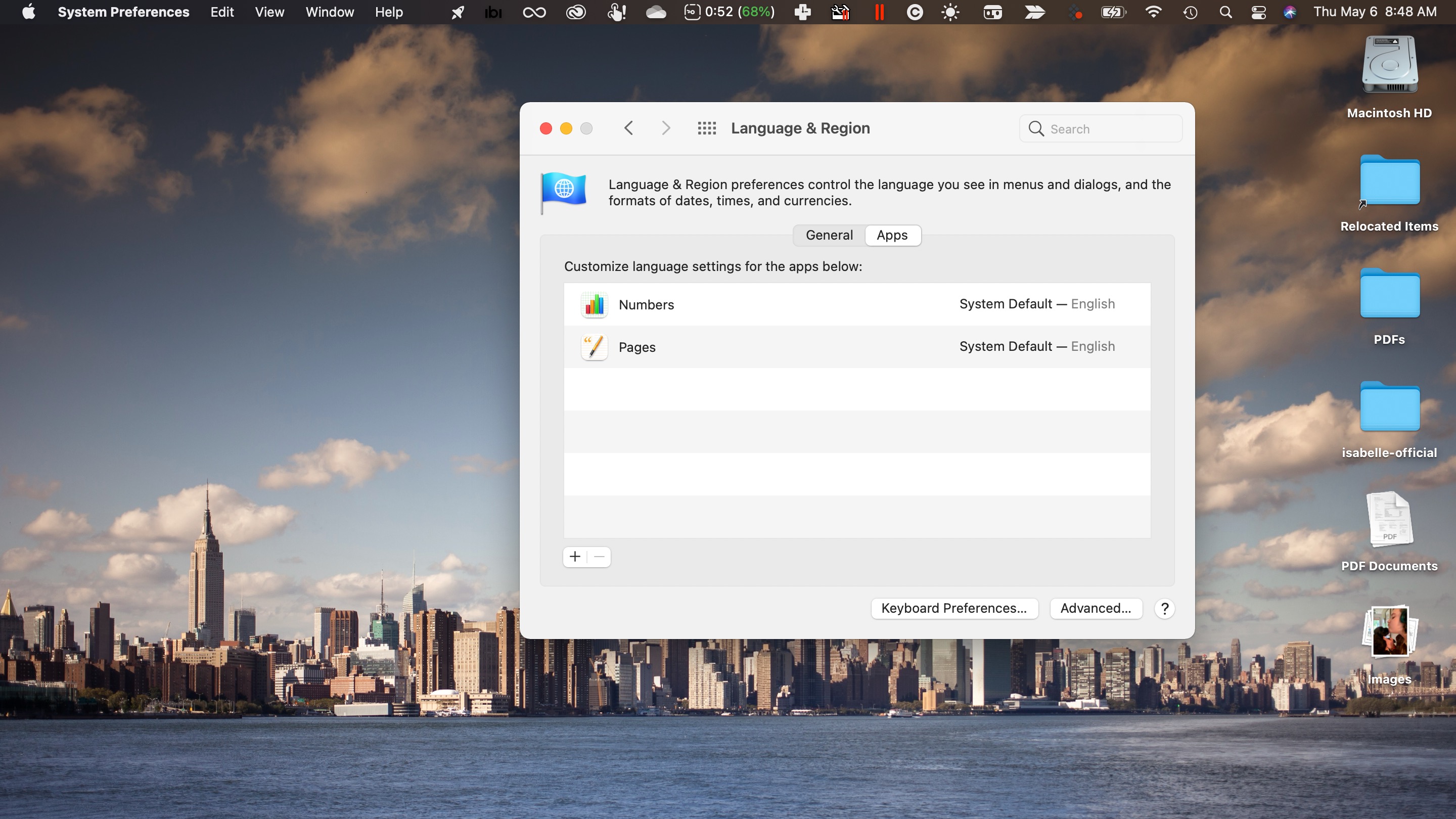 Change Mac languages for specific apps