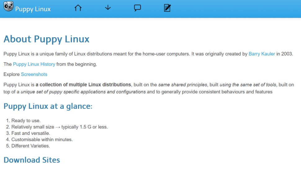 Puppy Linux website screenshot (December 2025).