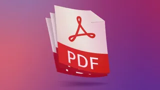 A PDF document with Adobe logo on a red-purple background