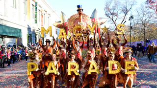 Tom Turkey by Macy's appears during 97th Macy's Thanksgiving Day Parade on November 23, 2023 in New York City. Tom Turkey, the longest running title float in the Parade, is also the only self-propelled float. 