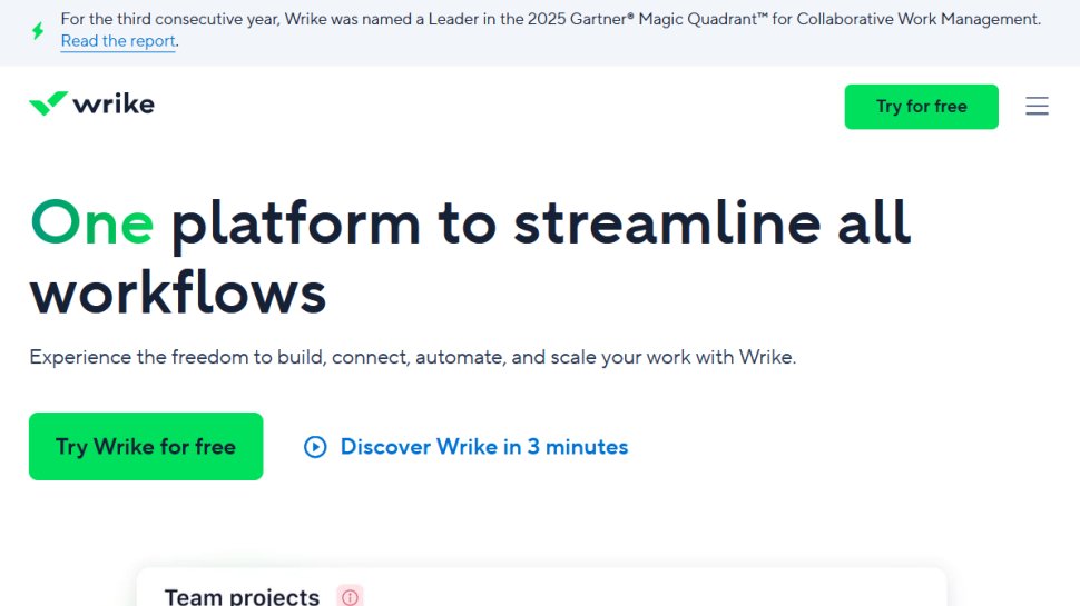 Wrike website screenshot (November 2025).