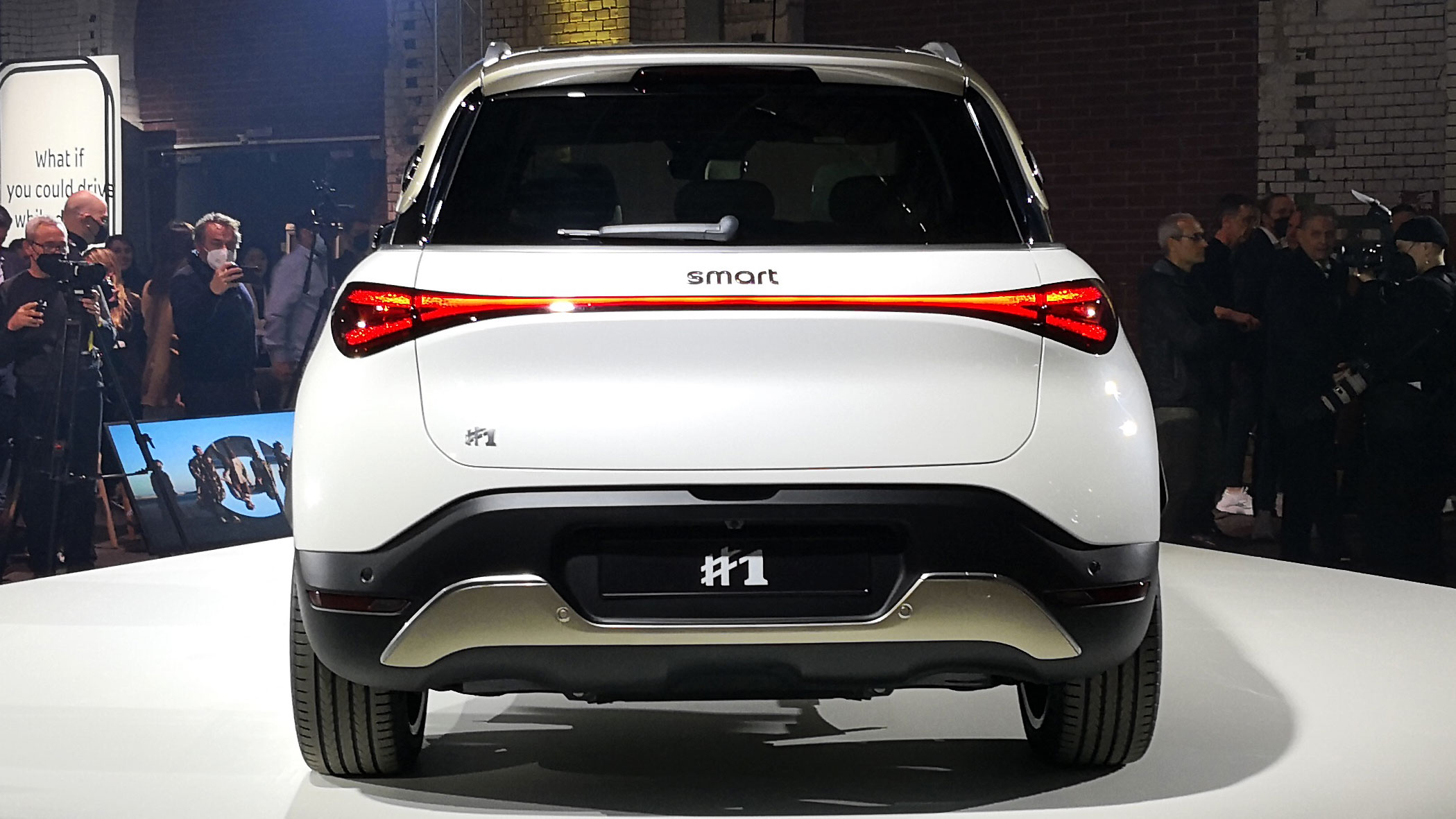 Rear view of Smart #1 on a podium