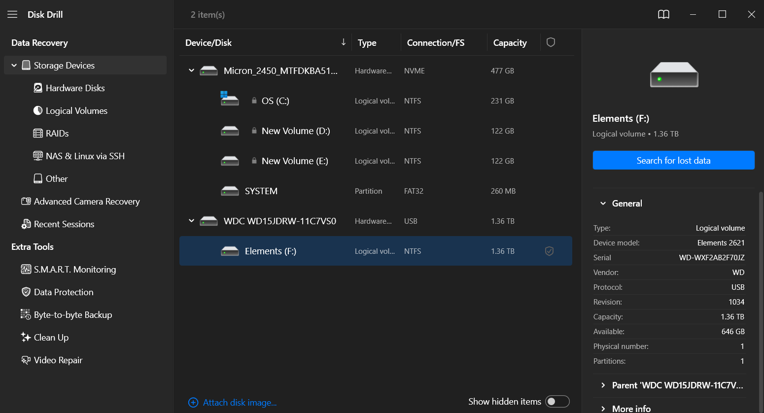 Recover data with Disk Drill