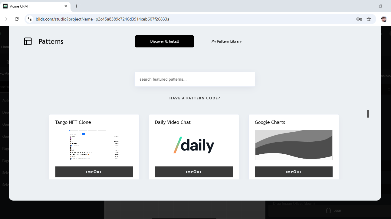 List of pre-defined patterns in Bildr