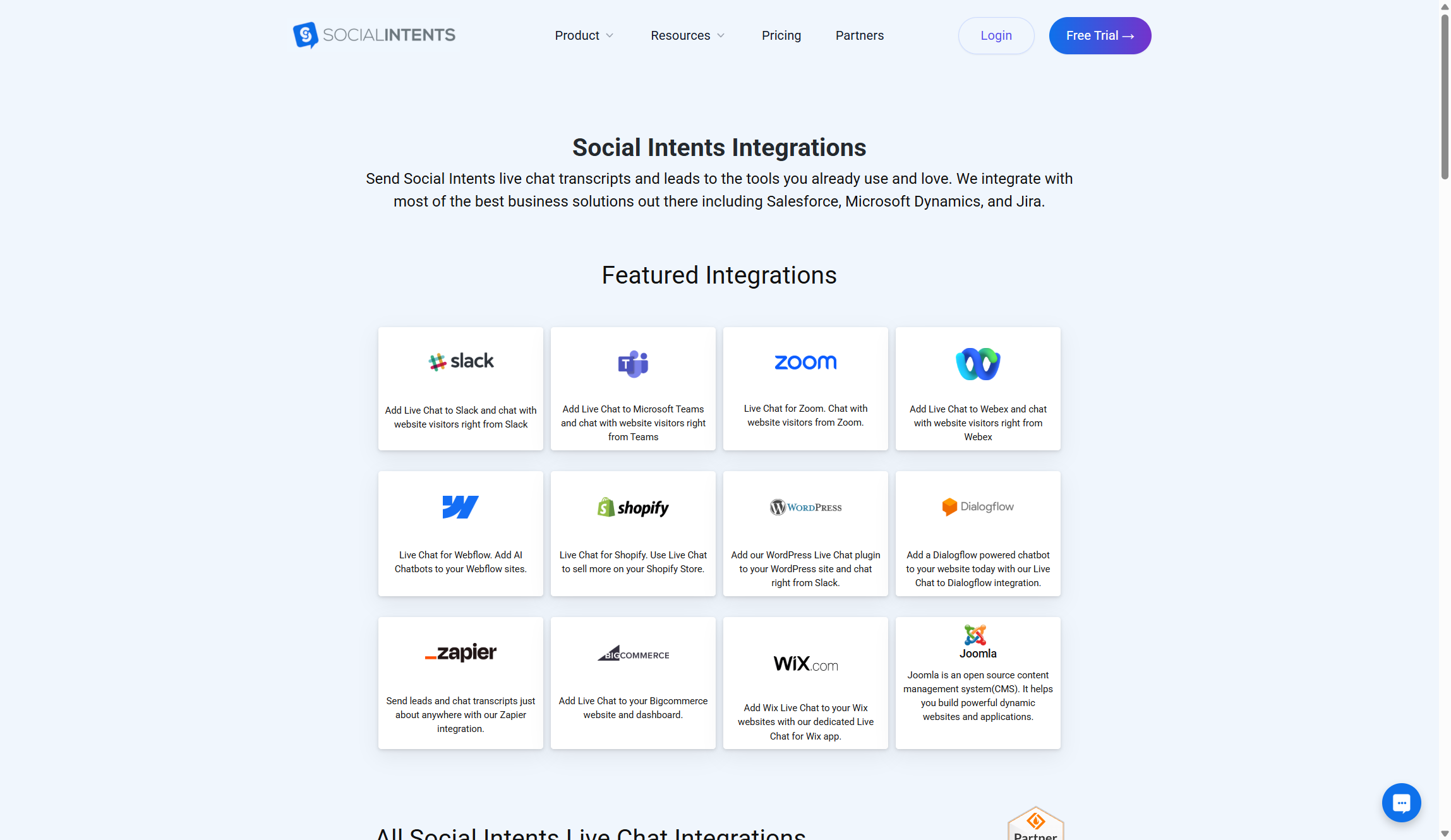 Social Intents integrations