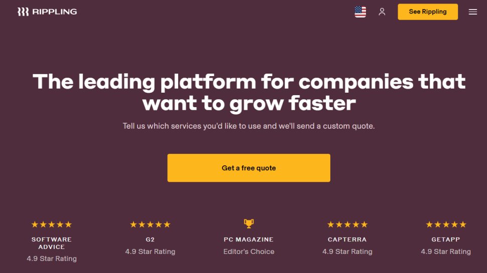 Website screenshot of Rippling (November, 2025)