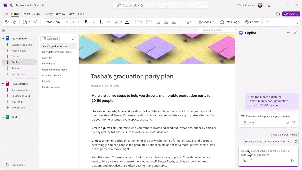 Microsoft 365 Copilot in OneNote