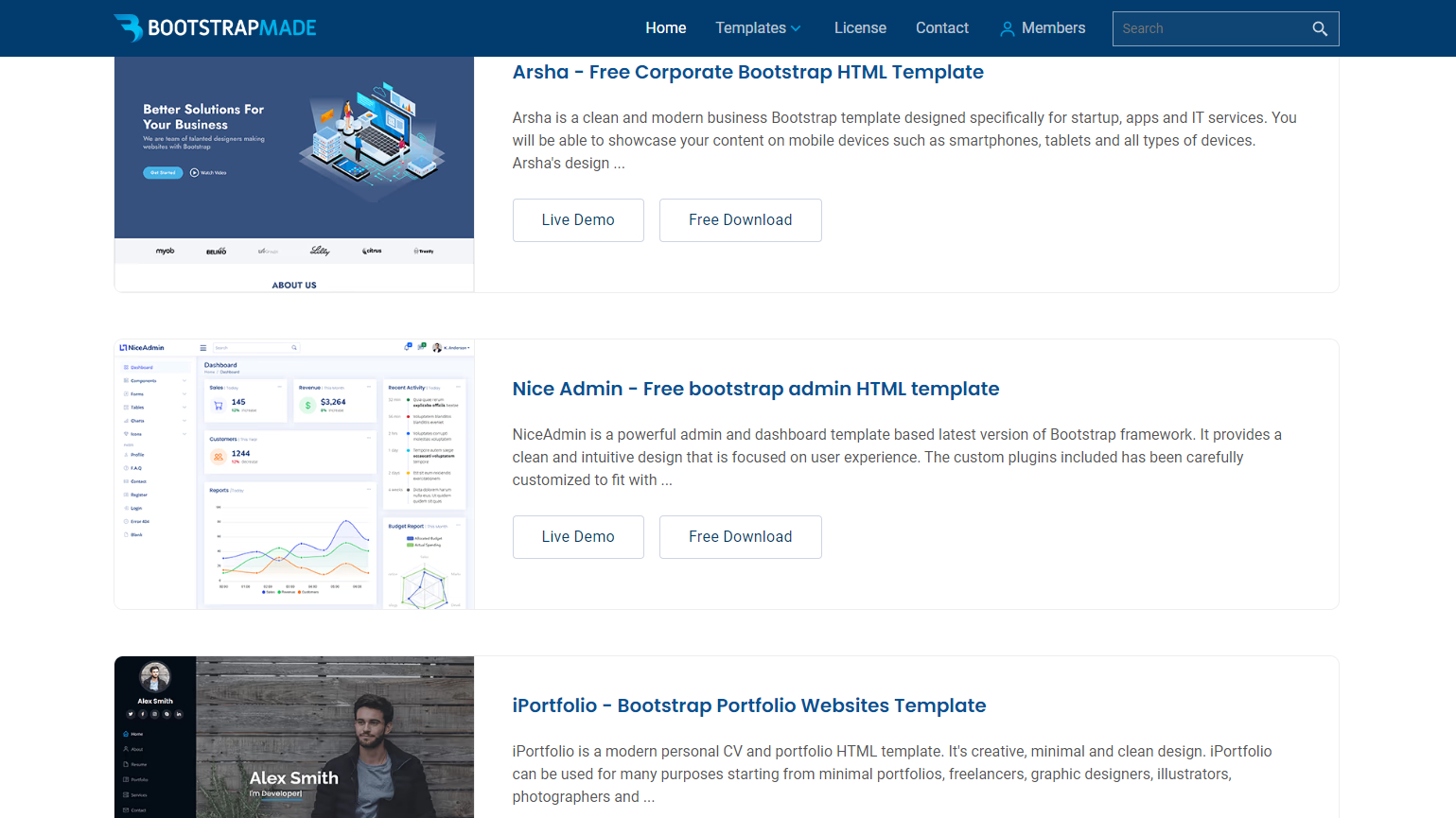 Bootstrapmade templates