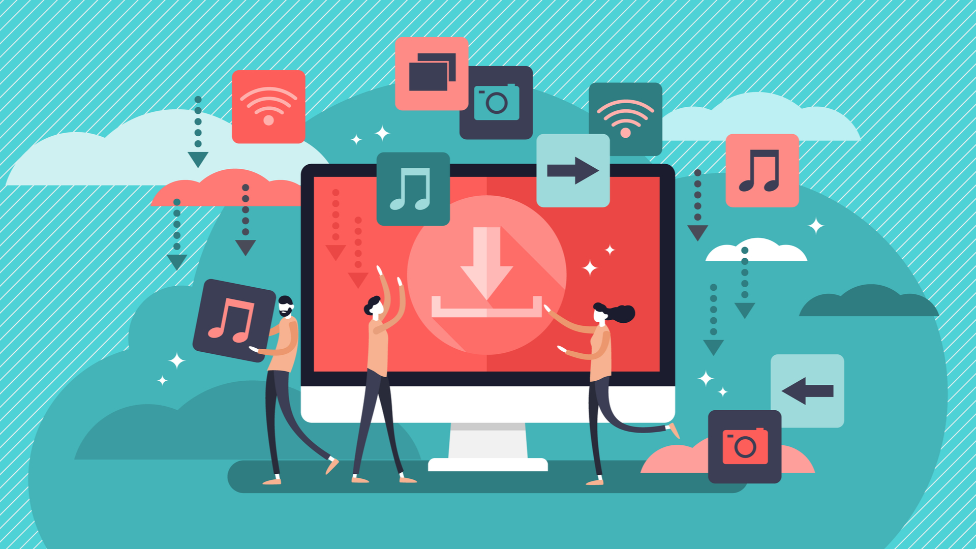 Illustration to represent torrenting