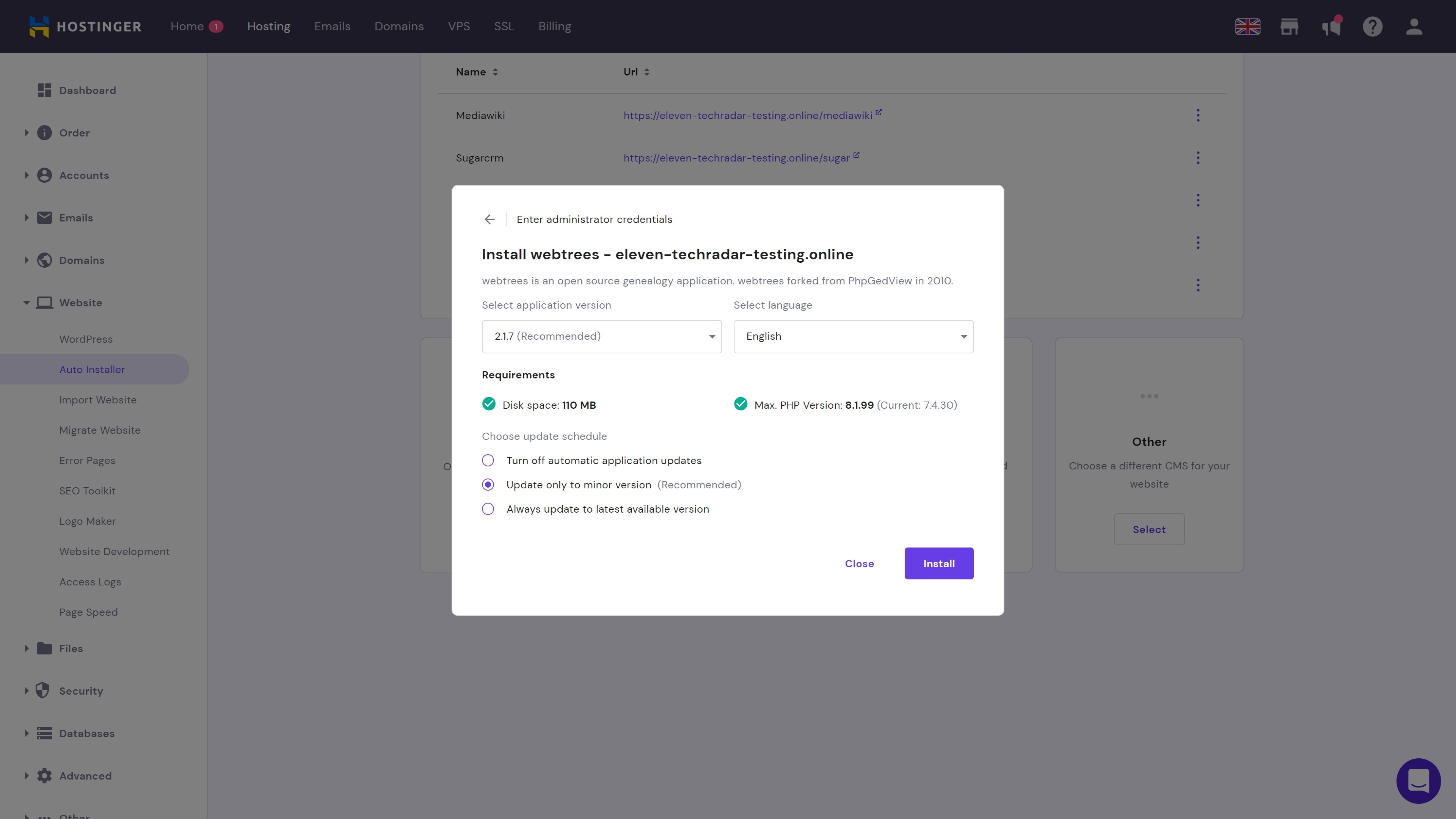 Hostinger Auto Installer