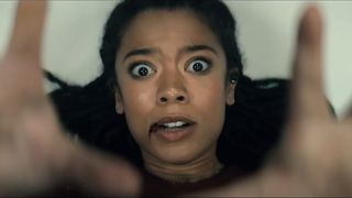 A close up of a surprised Marie holding her hands right up to the camera in Gen V season 2