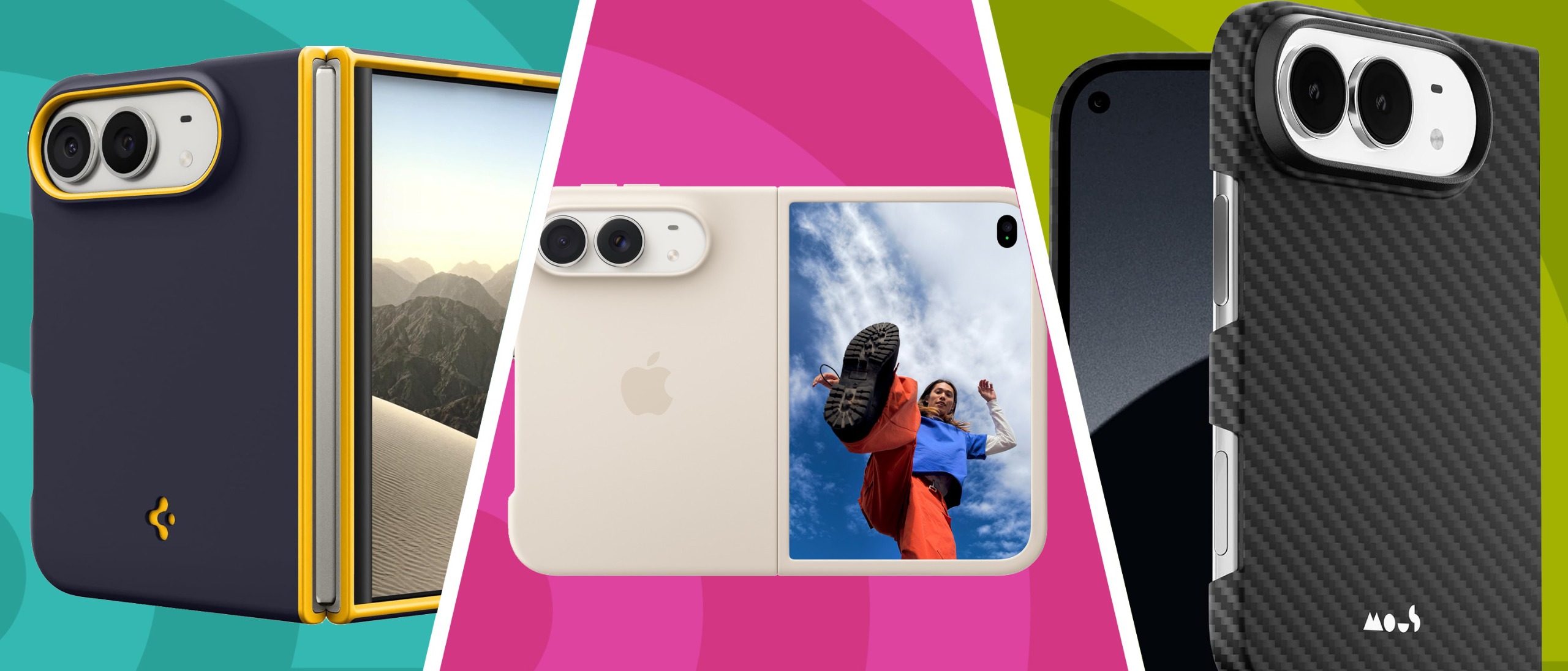 A selection of iPhone Duo cases against a colorful background