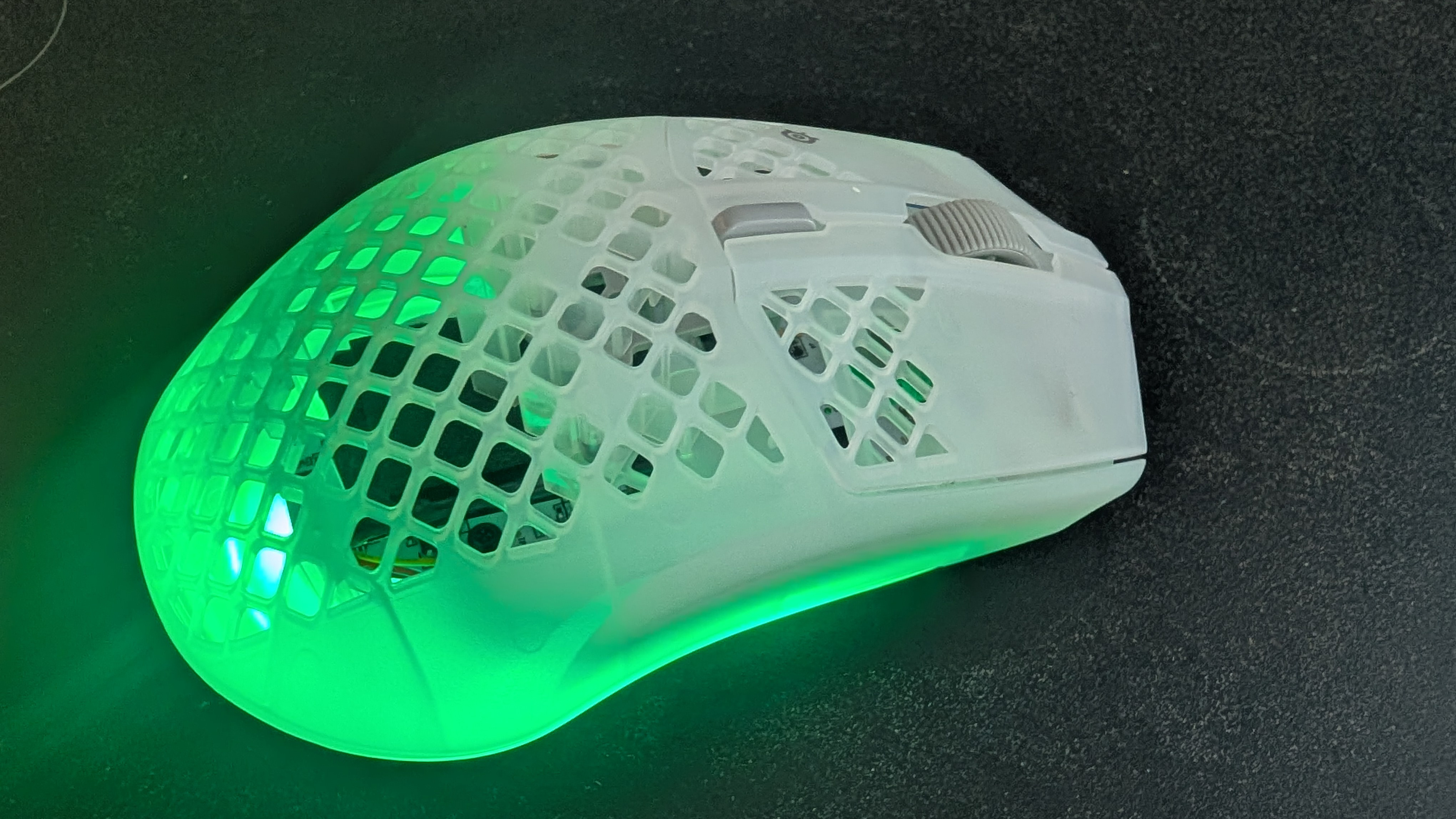 SteelSeries Aerox 3 Wireless Gen 2 mouse on desk