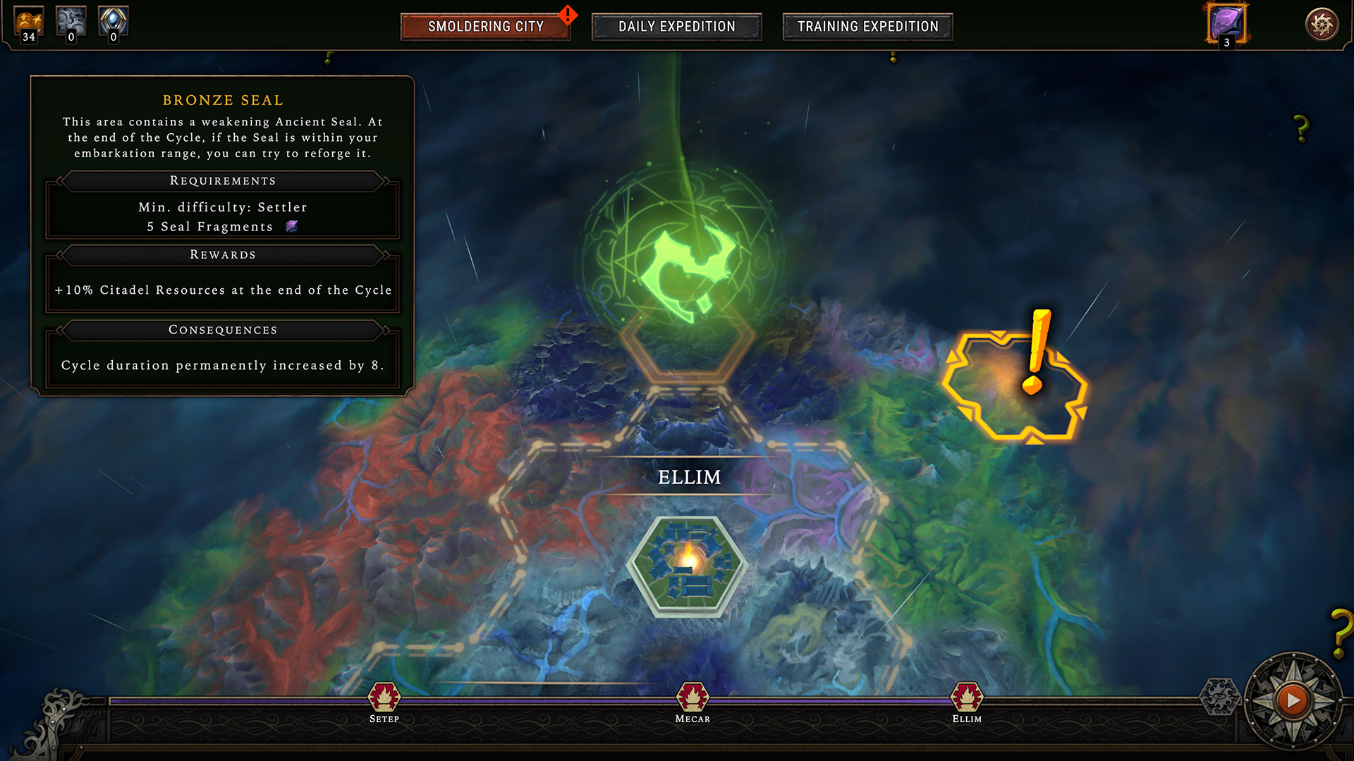A Bronze Seal in Against the Storm's overworld map