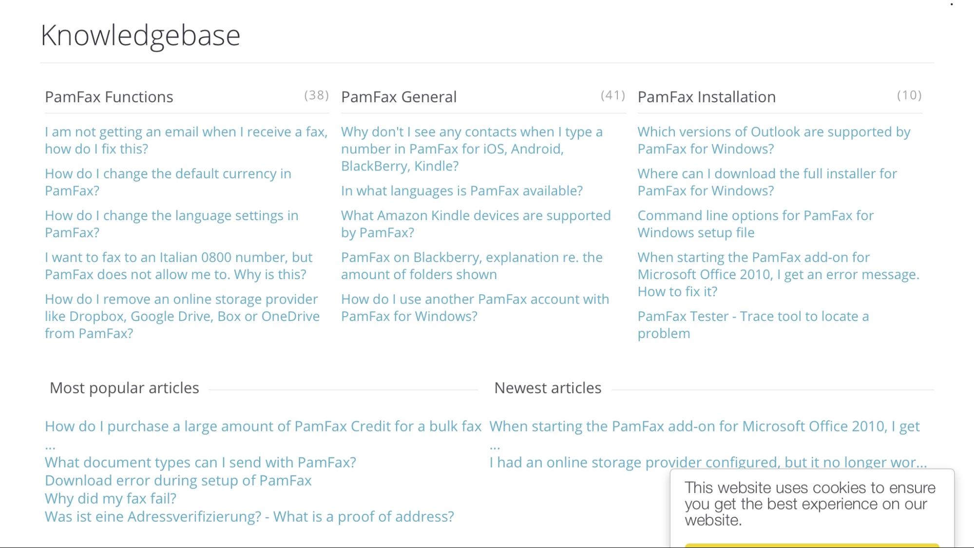Check the PamFax knowledgebase first if you run into any issues
