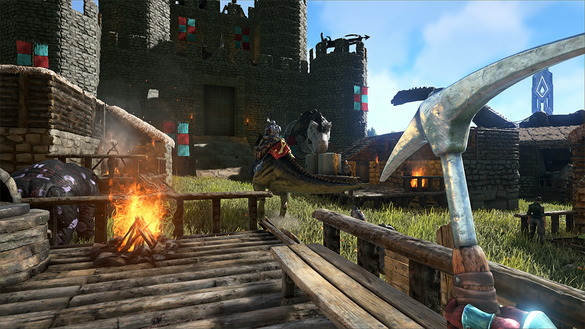 Craft a pickaxe and an axe