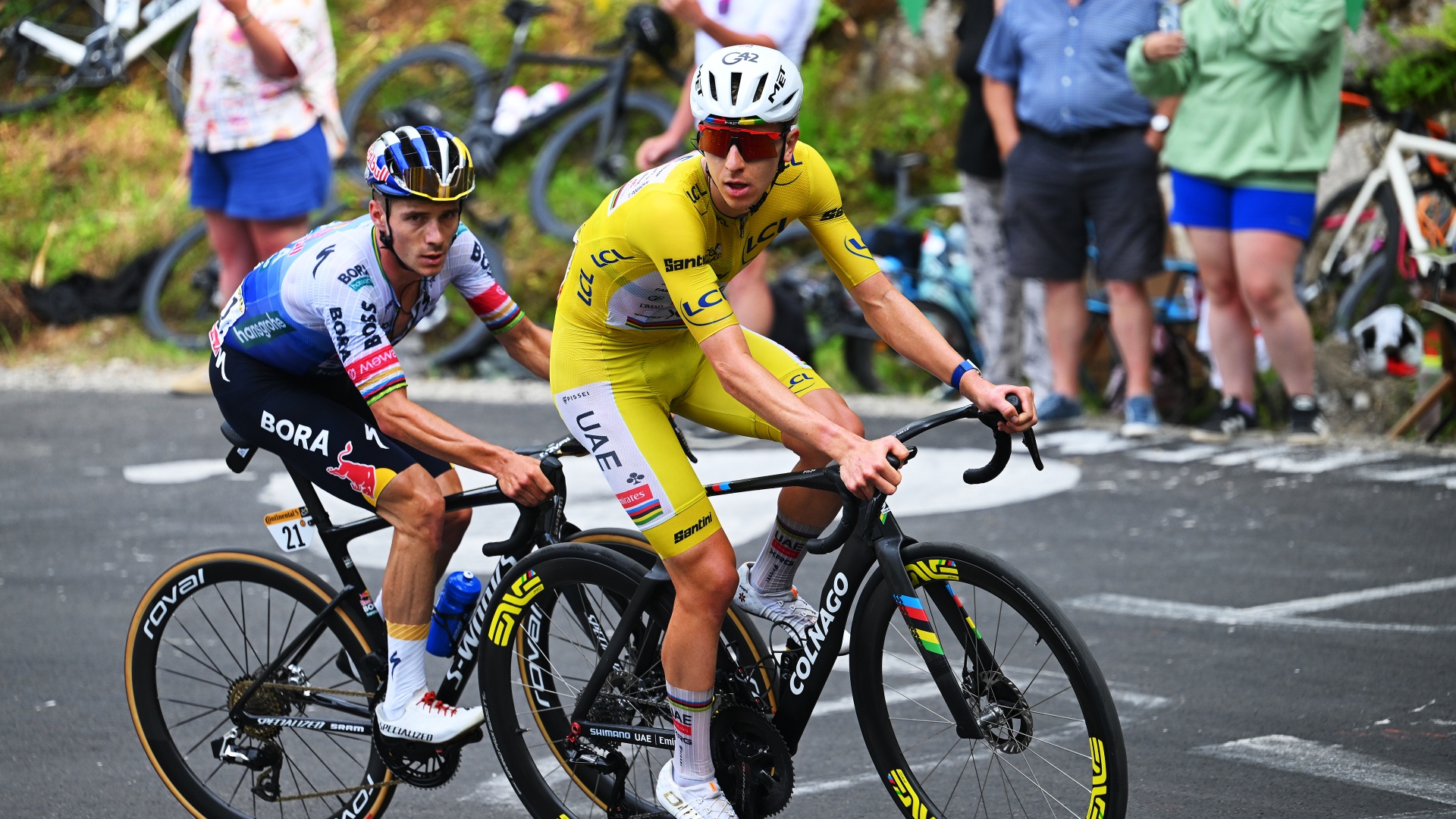 Remco Evenepoel and Tadej Pogacar at Tour de France 2026