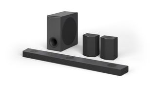 The LG S95QR Dolby Atmos Soundbar on a white background