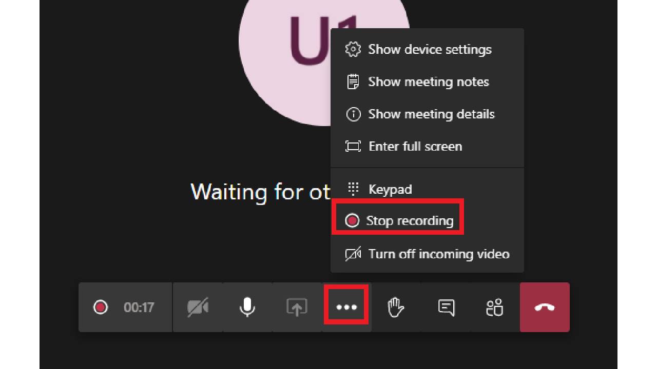 Microsoft Teams - Stop recording