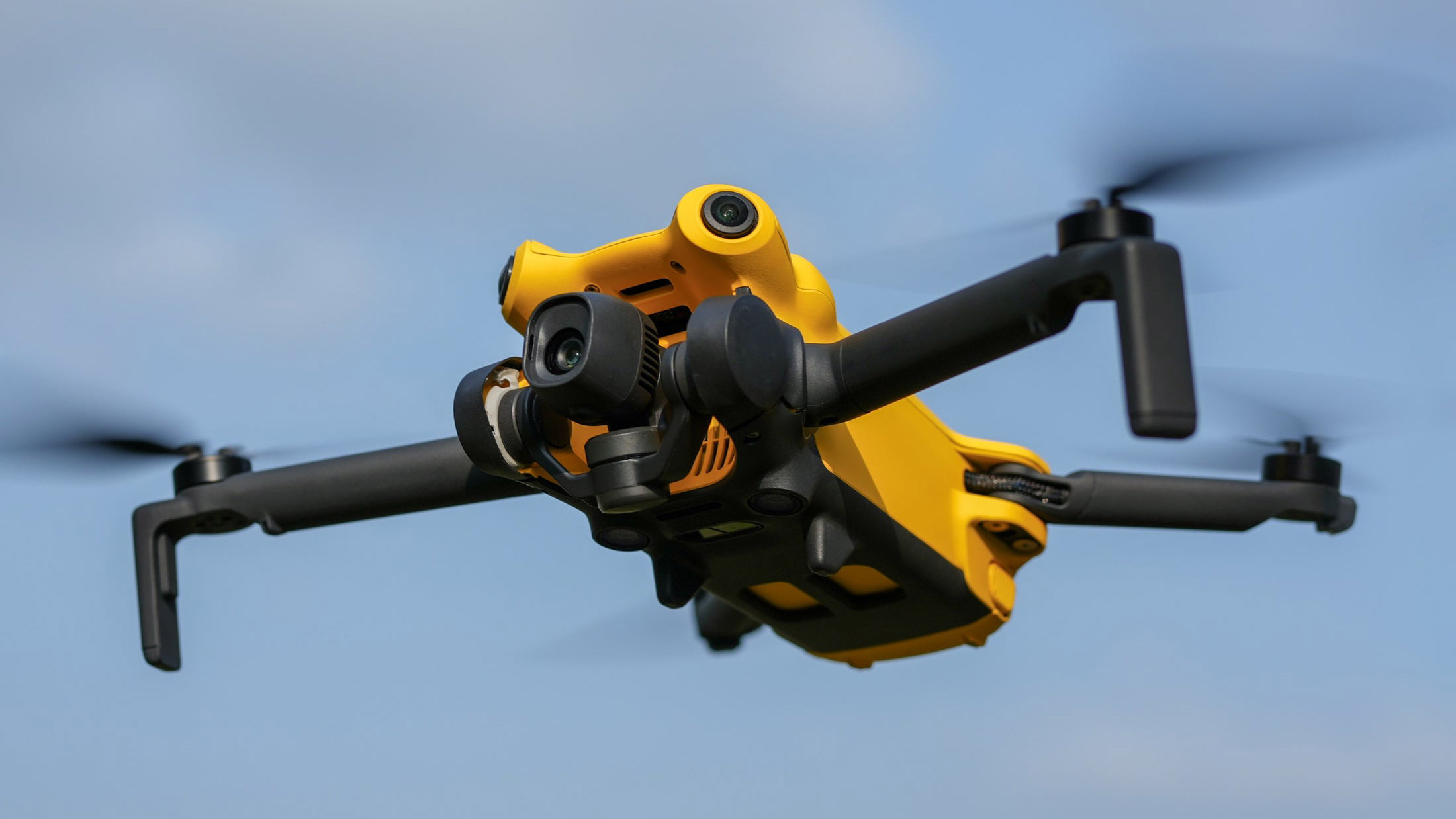 skyrover x1 drone flying against a blue sky