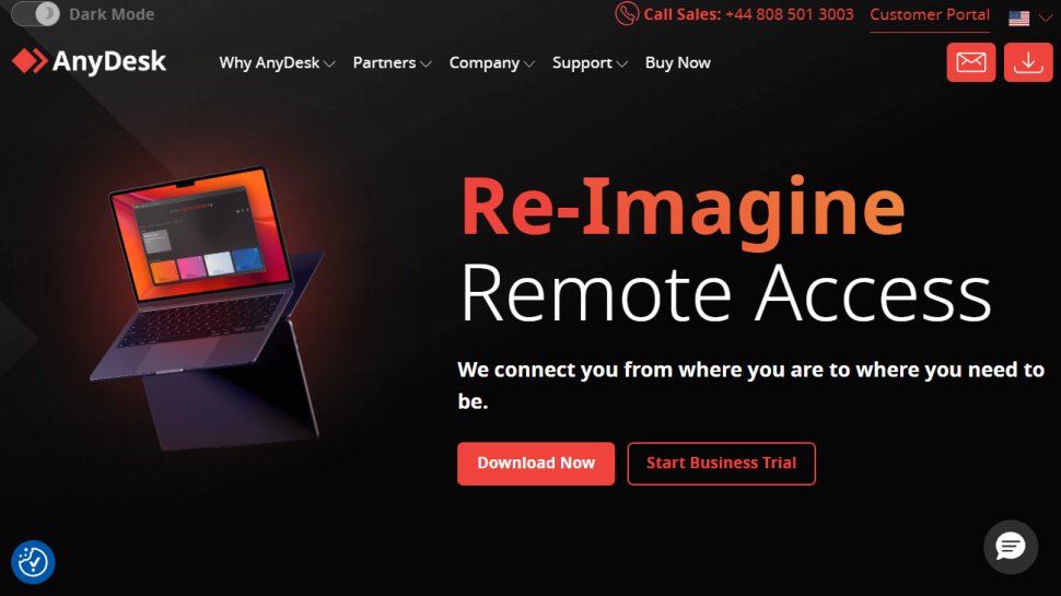 AnyDesk website screenshot (January 2026).