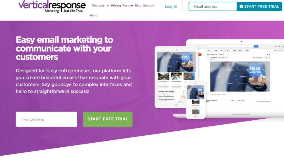 Website screenshot of Vertical Response (November, 2025)