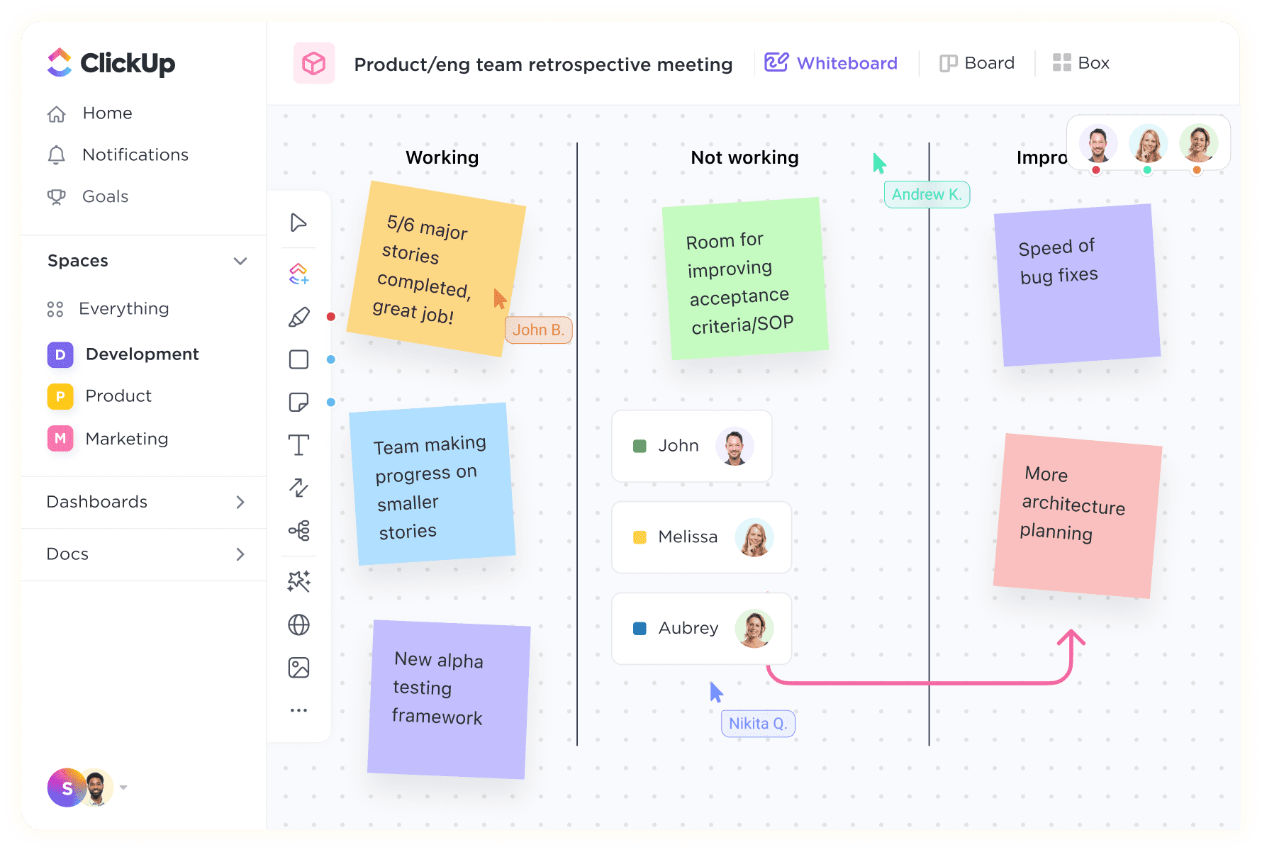 ClickUp whiteboard