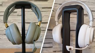 A comparison picture between the SteelSeries Arctis Nova Elite vs Nova Pro Wireless gaming headsets