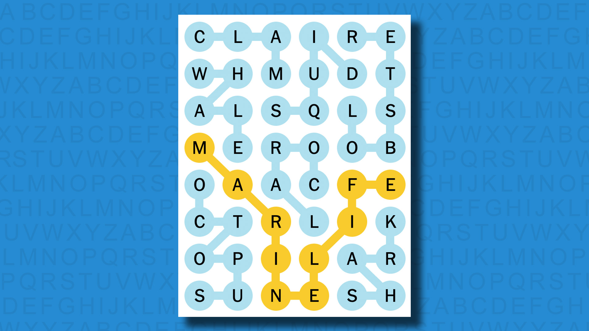 NYT Strands answers for game 104 on a blue background