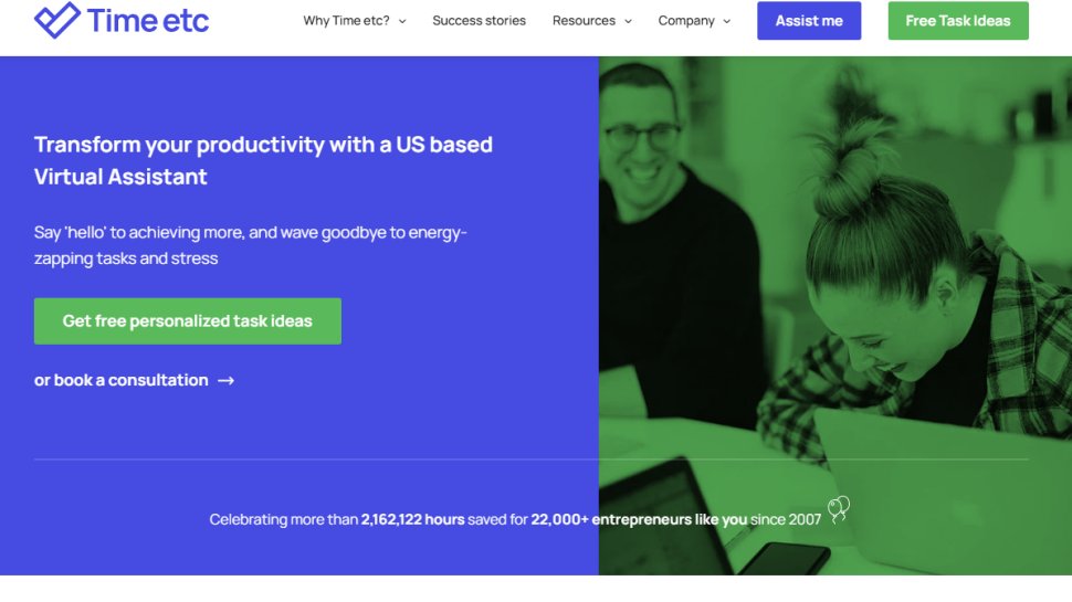 Website screenshot of TimeEtc (December, 2025)