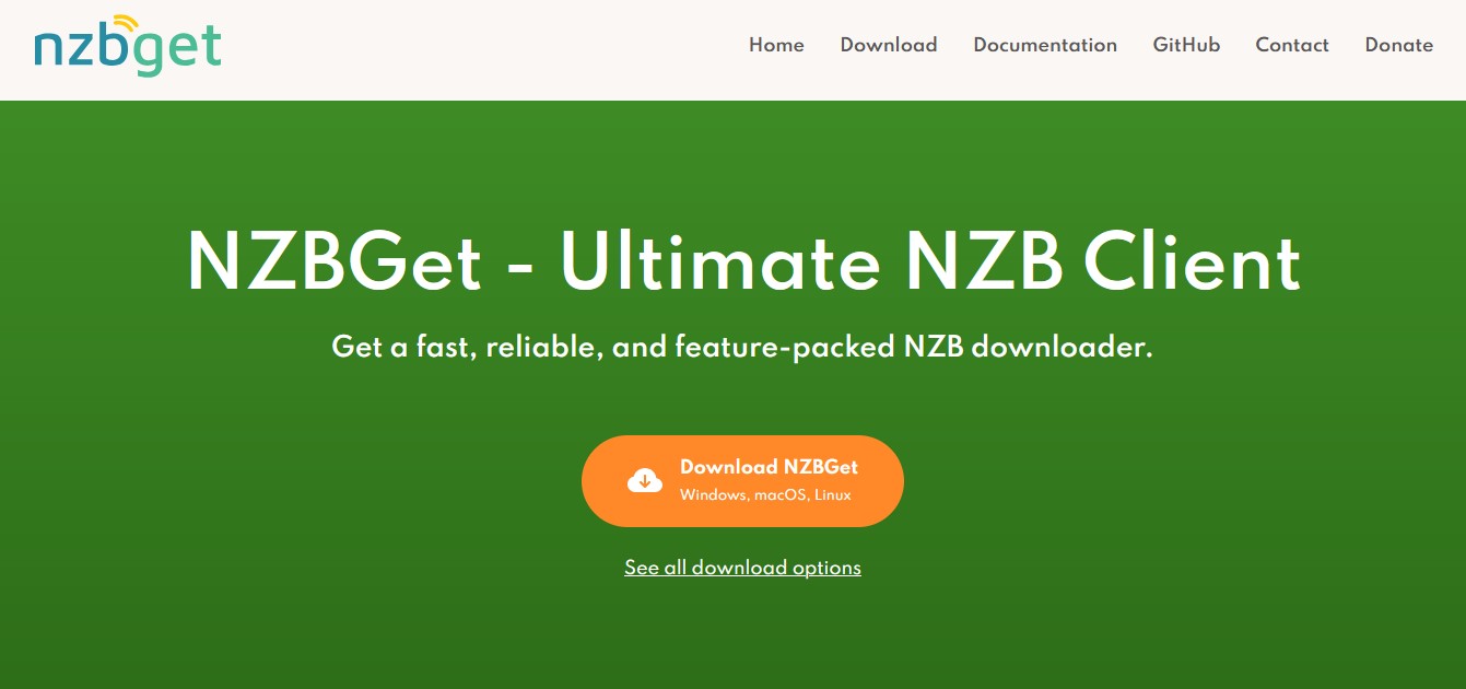 NZBGet homepage