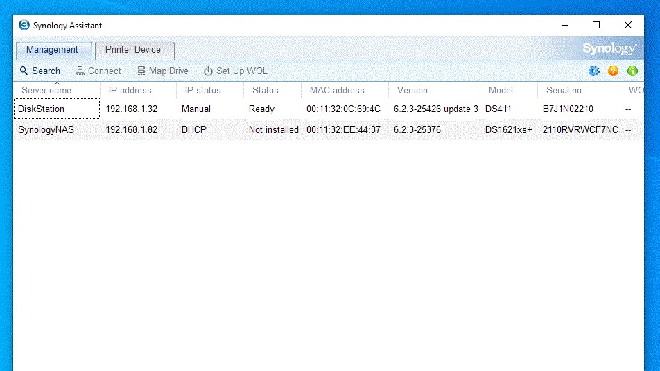 Synology DSM interface