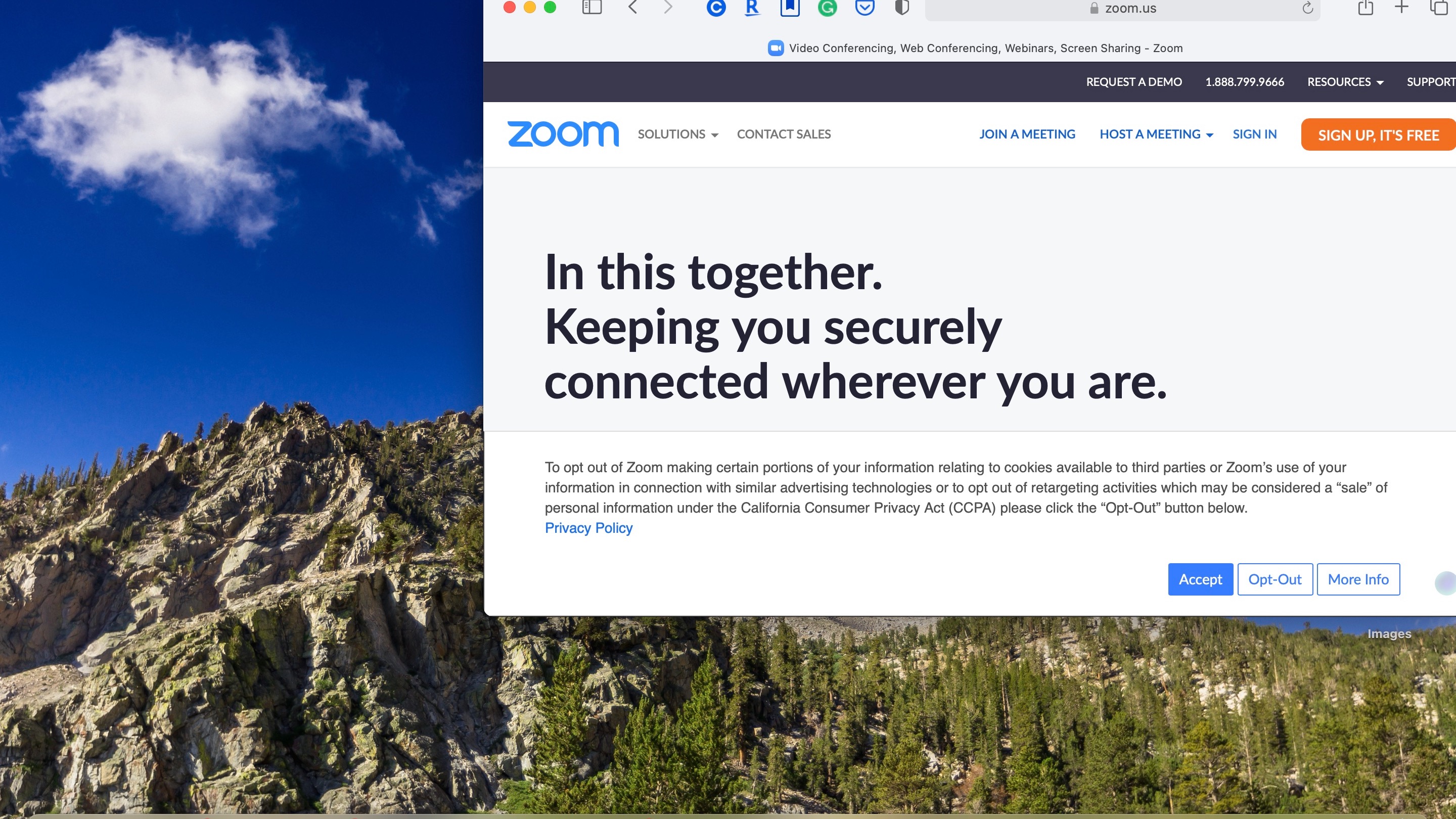 Zoom website on macOS Big Sur