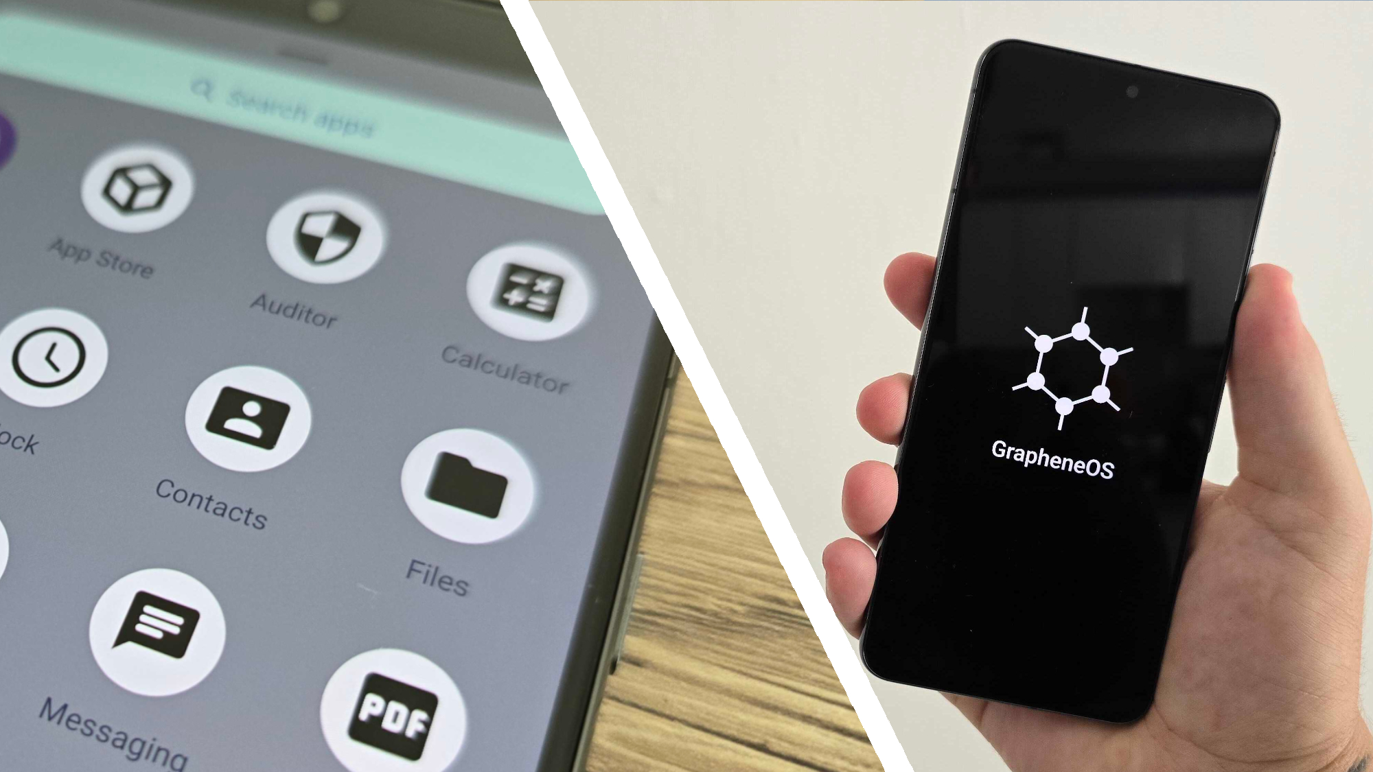 Graphene OS showing on a Pixel 8 Pro