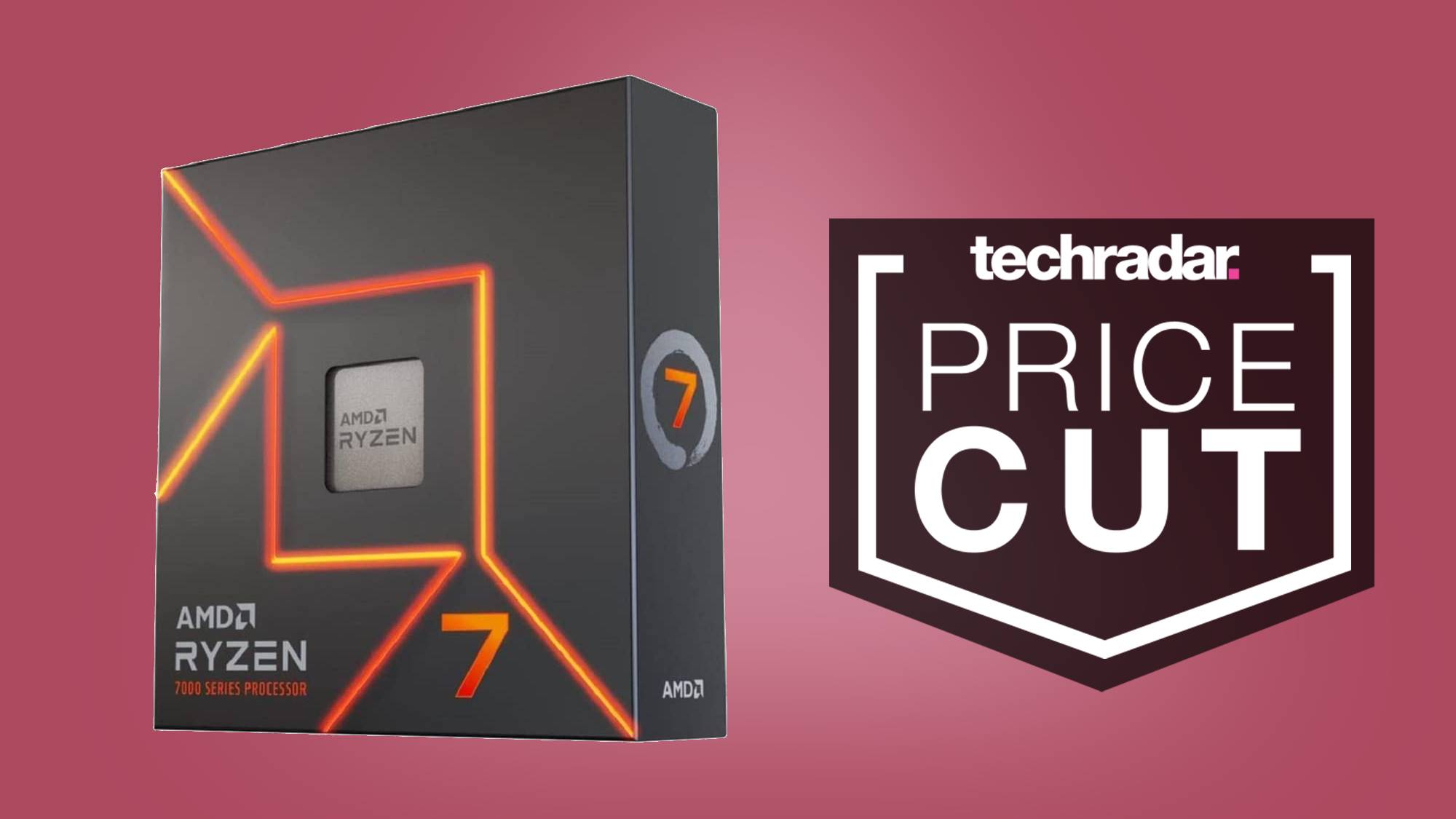 a processor retail box against a pink background
